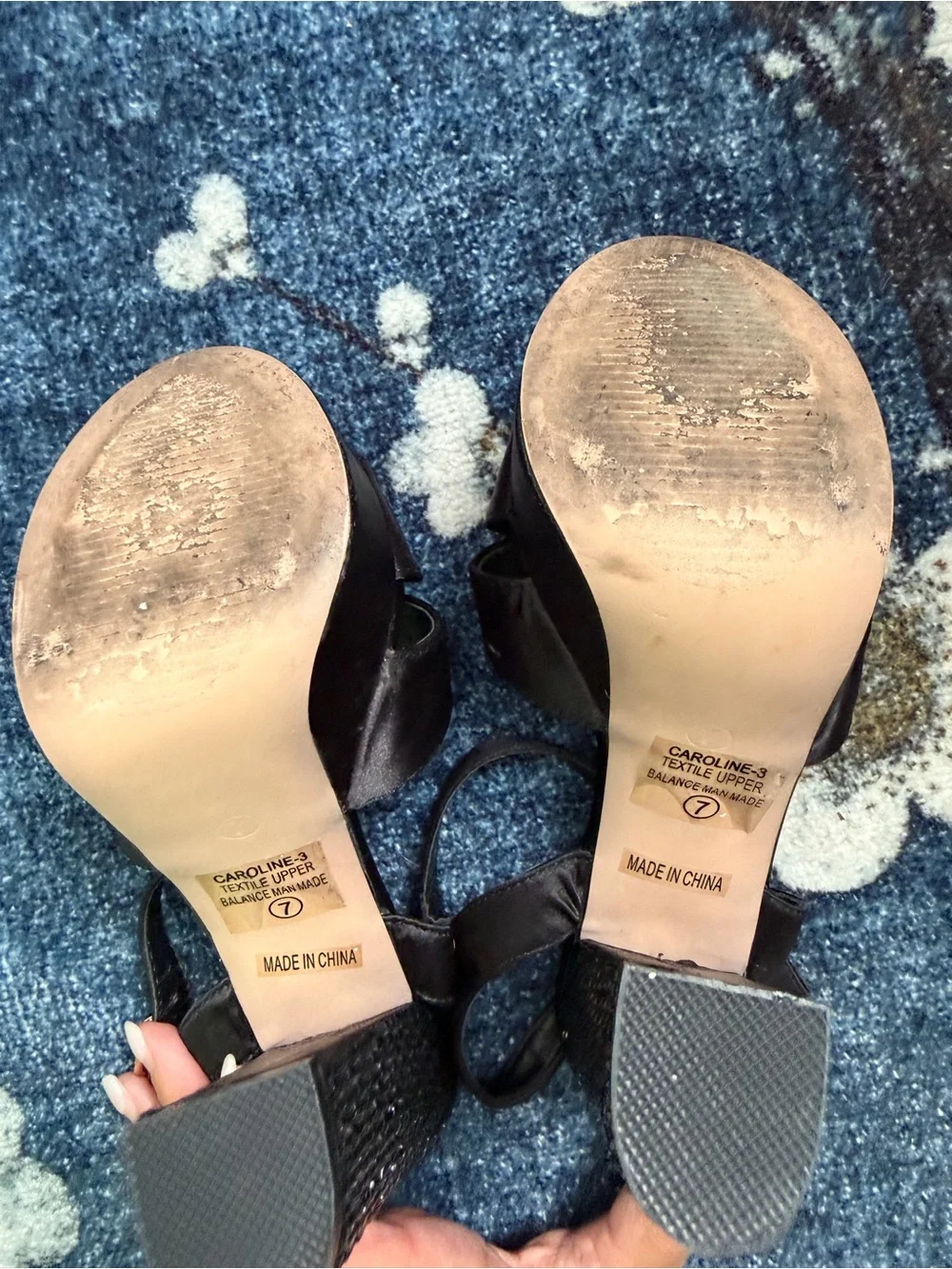 Platform Rhinestone Block Heel Sandals in Black
